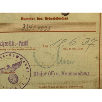 Wehrpaß utfärdat till veteranen Karl Weber från första världskriget. Espenlaub militaria